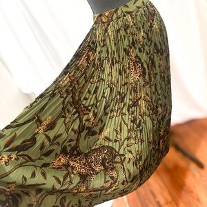 Johanna Ortiz Green Animal Print A-Line Skirt